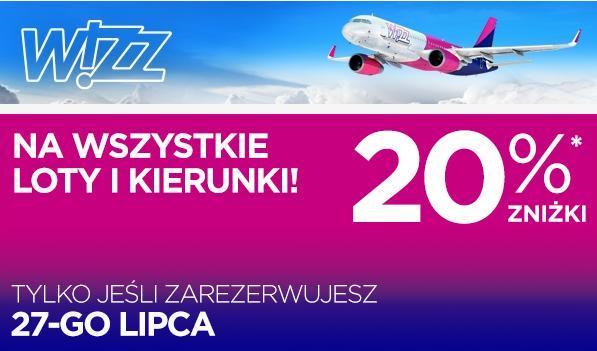 Wizz Air: 20% zniżki na wszystkie loty i kierunki (również w wakacje) !